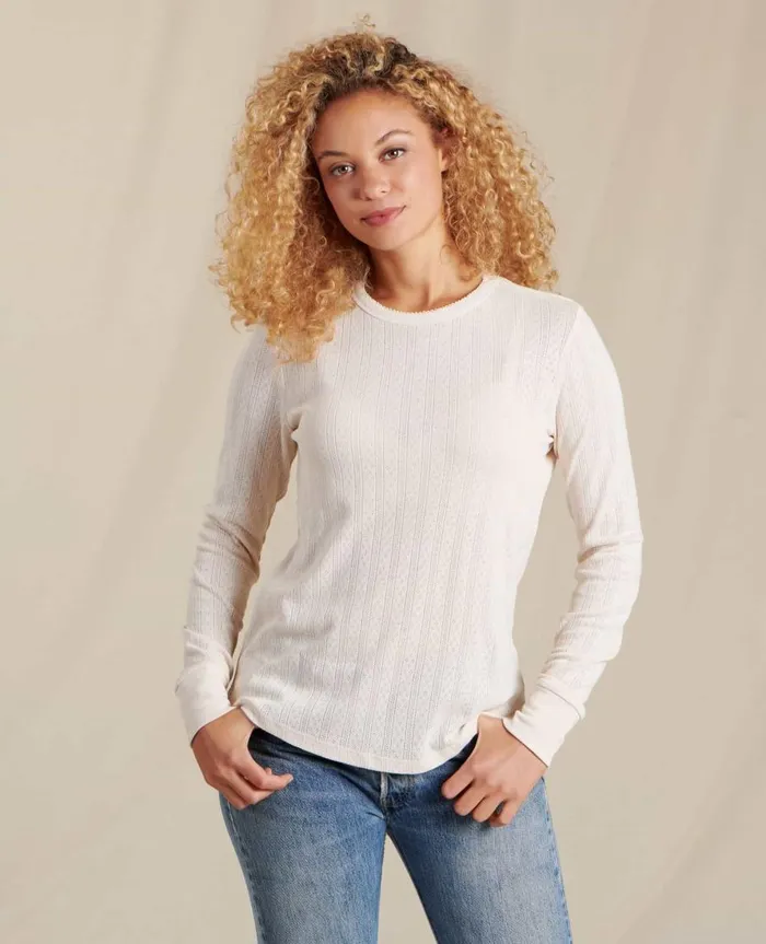 Women039s Foothill Pointelle Long Sleeve Crew Salt ToadandCo Loungewear and Sleep