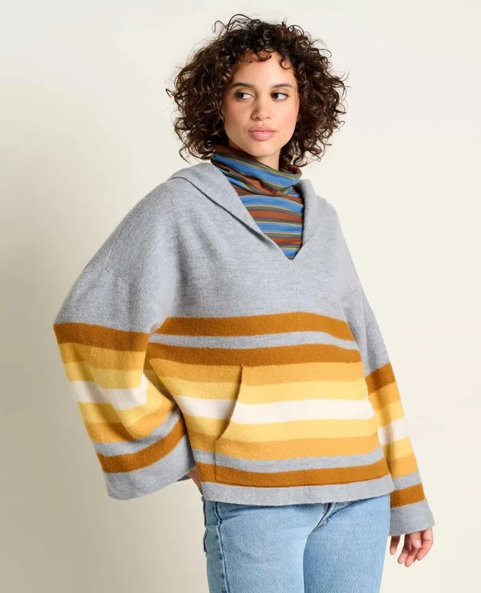 Women039s Heartfelt Poncho Acorn Stripe ToadandCo Sweaters