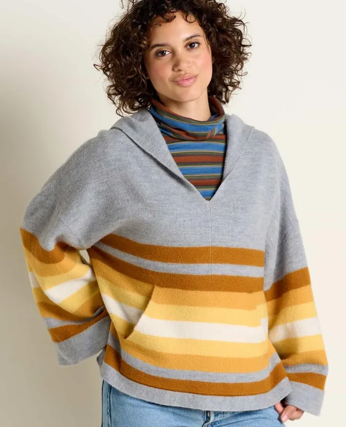 Women039s Heartfelt Poncho Acorn Stripe ToadandCo Sweaters