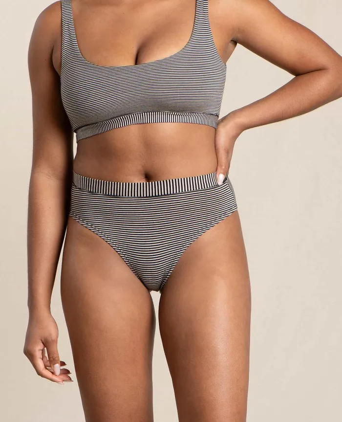 Women039s High Rise Bikini Black Stripe ToadandCo Underwear and Accessories