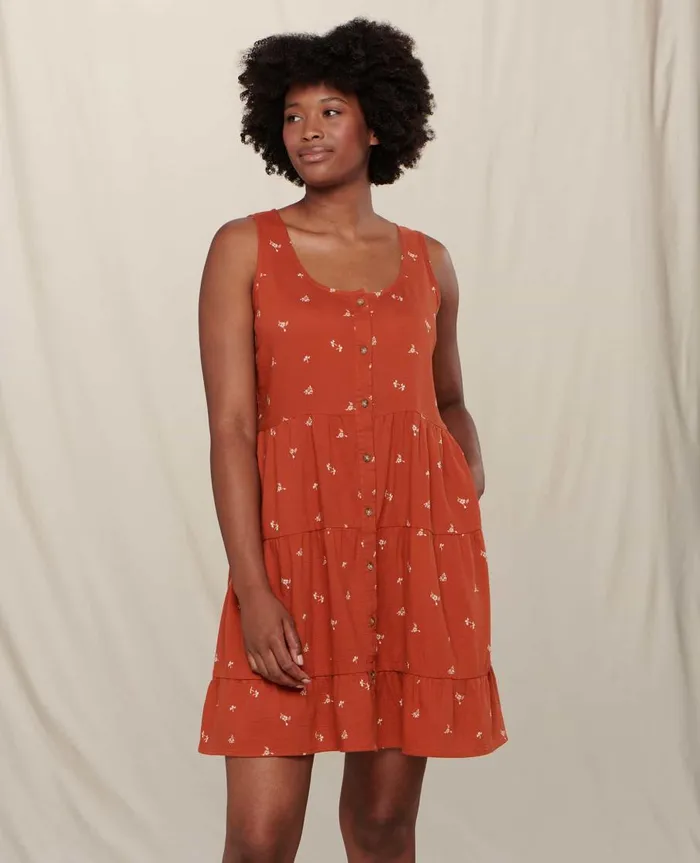 Women039s Manzana Tiered Sleeveless Dress Rust Ditsy Print ToadandCo Dresses Women039s Manzana Tiered Sleeveless Dress Rust Ditsy Print ToadandCo Dresses