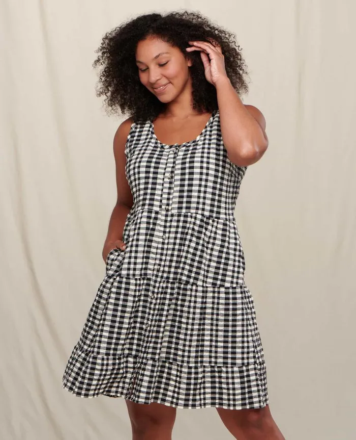 Women039s Manzana Tiered Sleeveless Dress Salt Gingham ToadandCo Dresses