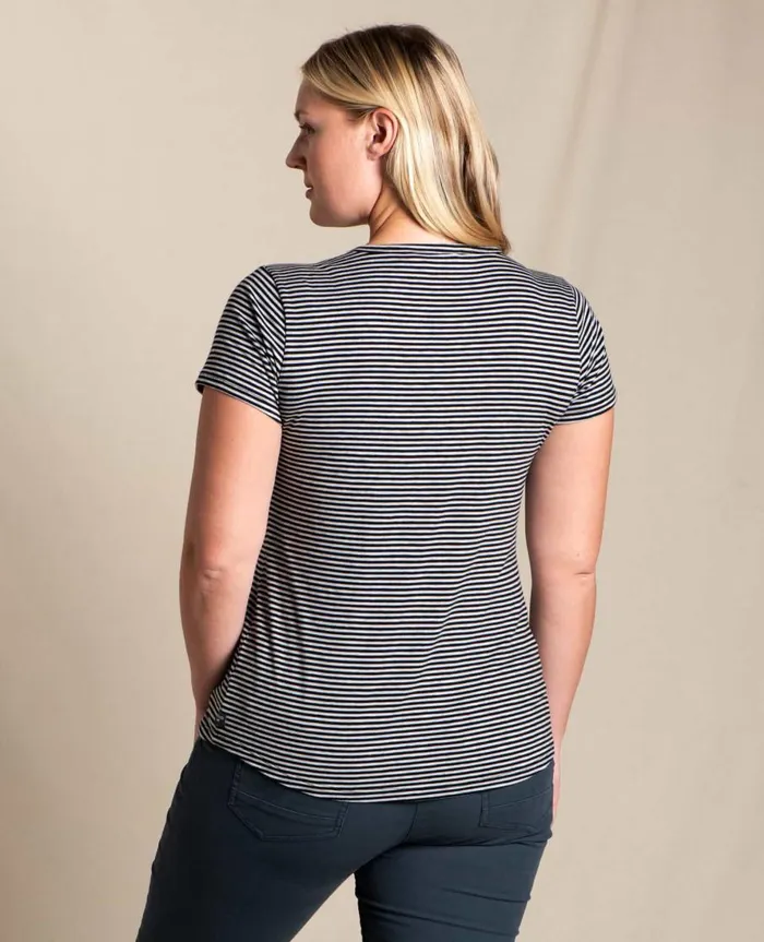Women039s Marley II Short Sleeve Tee Heather Grey Stripe ToadandCo Loungewear and Sleep