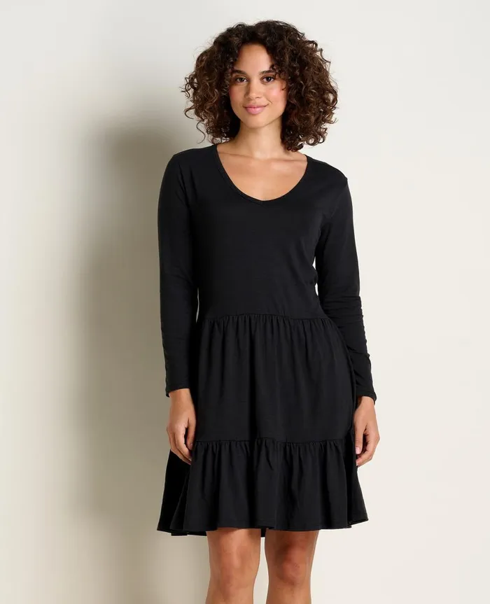 Women039s Marley Tiered Long Sleeve Dress Black ToadandCo Dresses