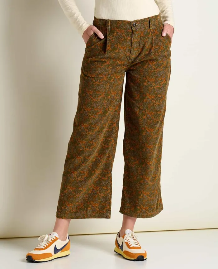 Women039s Scouter Cord Pleated Pull On Pant Fir Floral Print ToadandCo Pants
