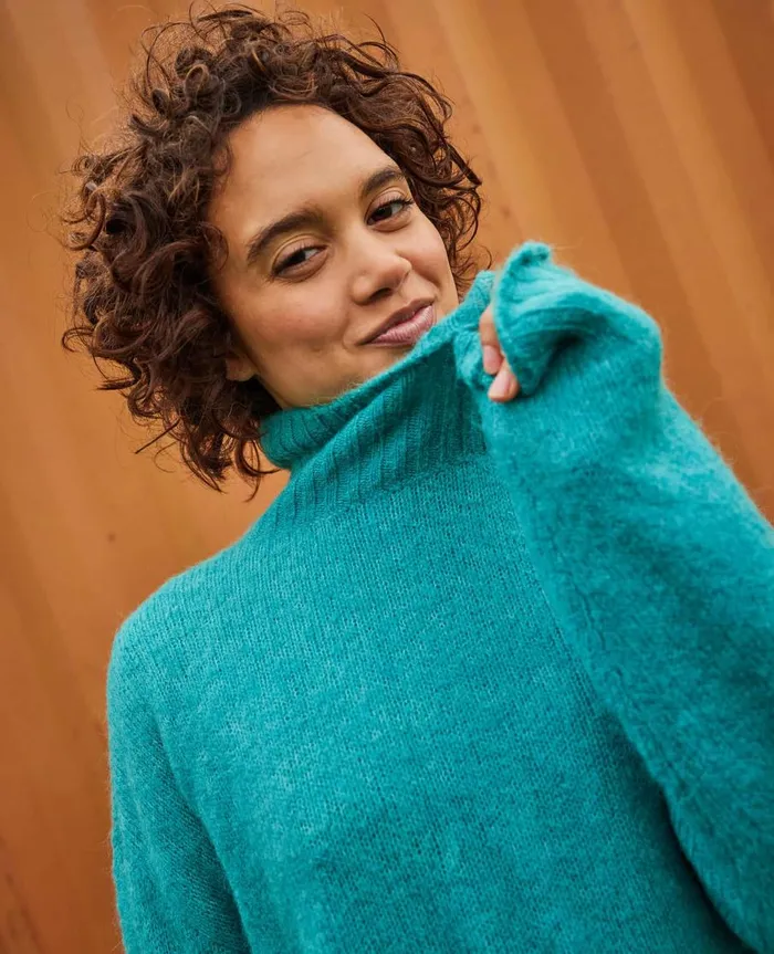 Women039s Toddy TNeck Sweater Cyan ToadandCo Sweaters
