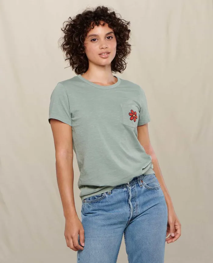Women039s Women039s Primo Crew Embroidered Daisy Embroidery ToadandCo Tops and TShirts