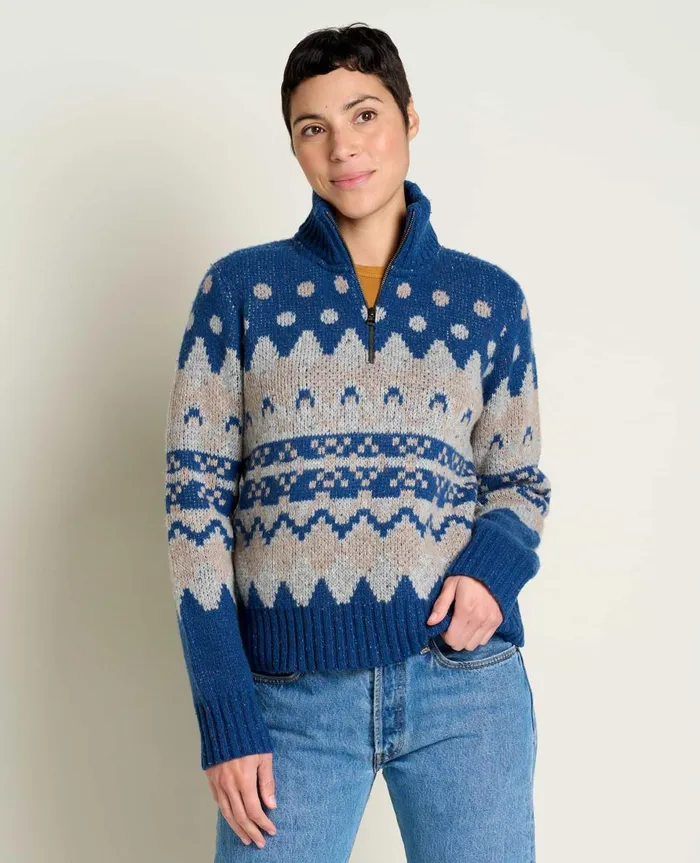 Women039s Women039s Wilde Quarter Zip Sweater True Navy ToadandCo Sweaters