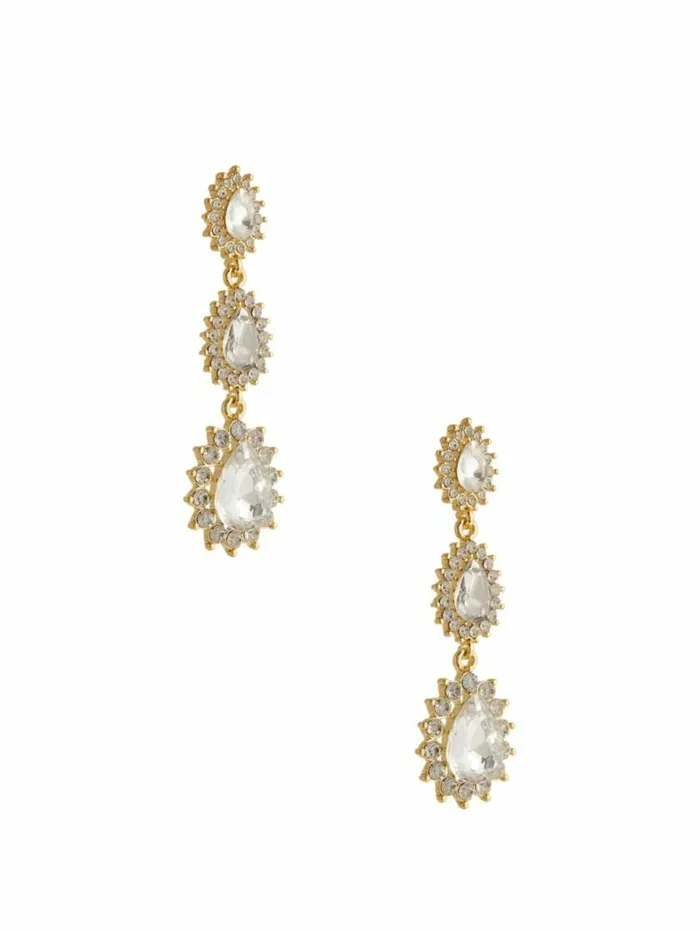 Women 14K Gold Plated Halo Teardrop Drop Earring Silvergold Marciano Accessories Women 14K Gold Plated Halo Teardrop Drop Earring Silvergold Marciano Accessories