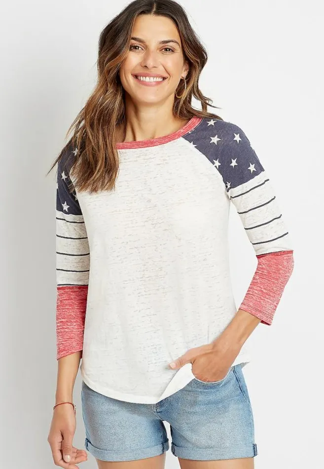 Women 247 Americana Baseball Tee Maurices Tops