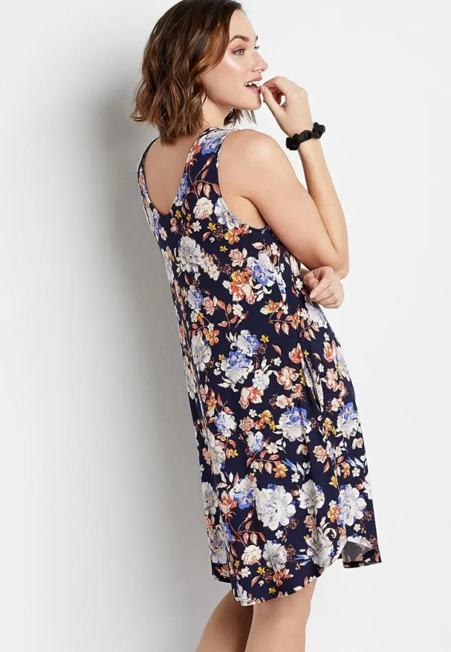 Women 247 Blue Floral Shift Dress Maurices Dresses and Jumpsuits