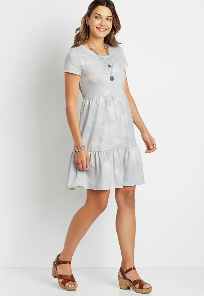 Women 247 Blue Tie Dye Babydoll Mini Dress Maurices Dresses and Jumpsuits