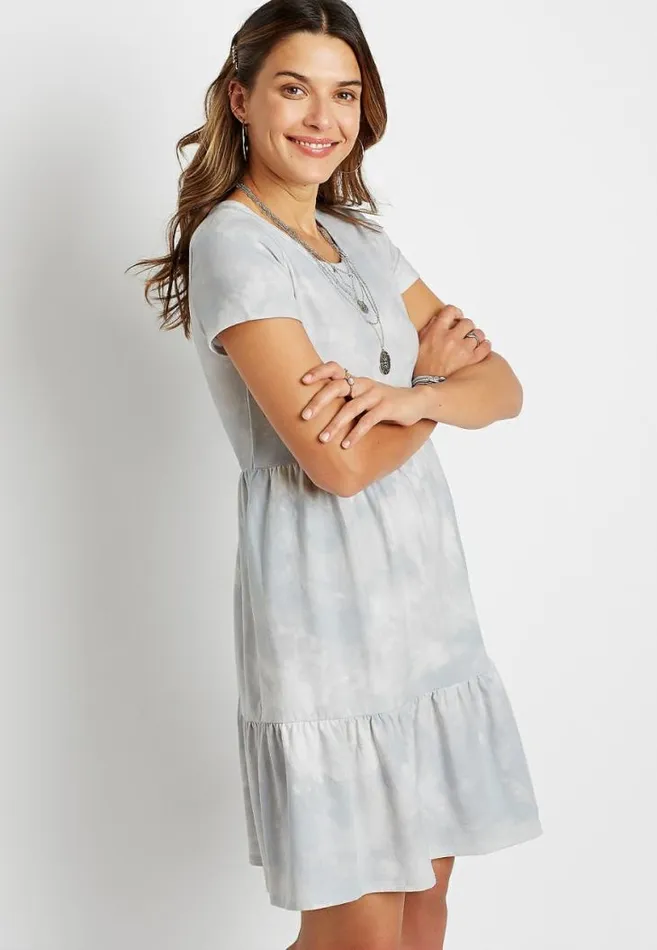 Women 247 Blue Tie Dye Babydoll Mini Dress Maurices Dresses and Jumpsuits