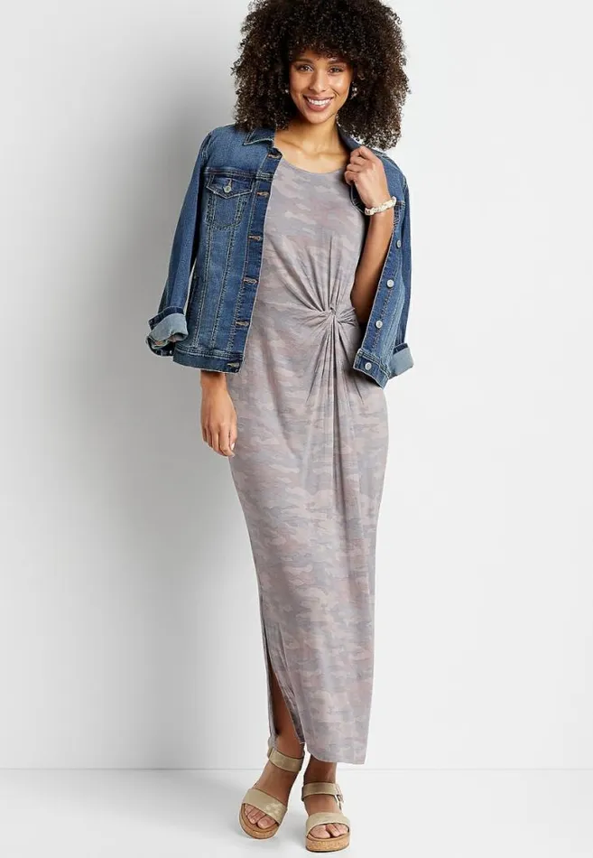 Women 247 Camo Knot Front Maxi Dress Maurices Dresses and Jumpsuits