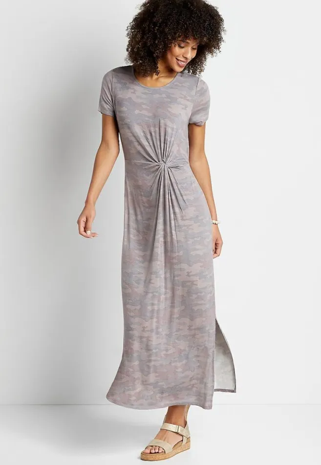 Women 247 Camo Knot Front Maxi Dress Maurices Dresses and Jumpsuits