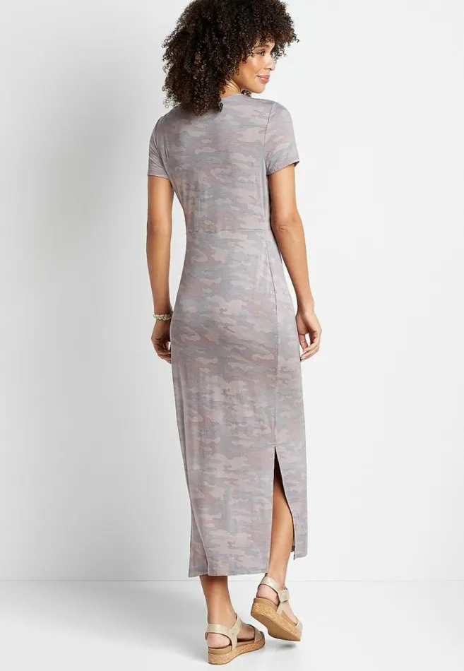 Women 247 Camo Knot Front Maxi Dress Maurices Dresses and Jumpsuits