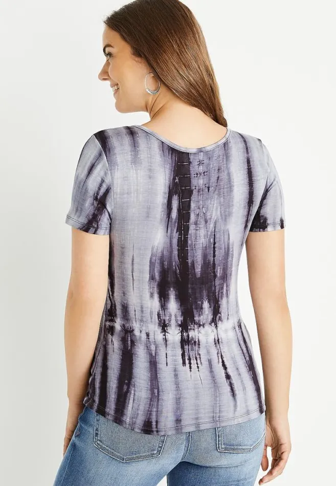 Women 247 Gray Tie Dye TuckIn Tee Maurices Tops