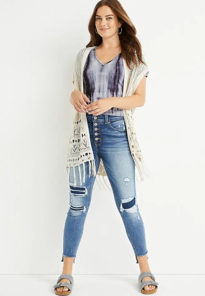Women 247 Gray Tie Dye TuckIn Tee Maurices Tops