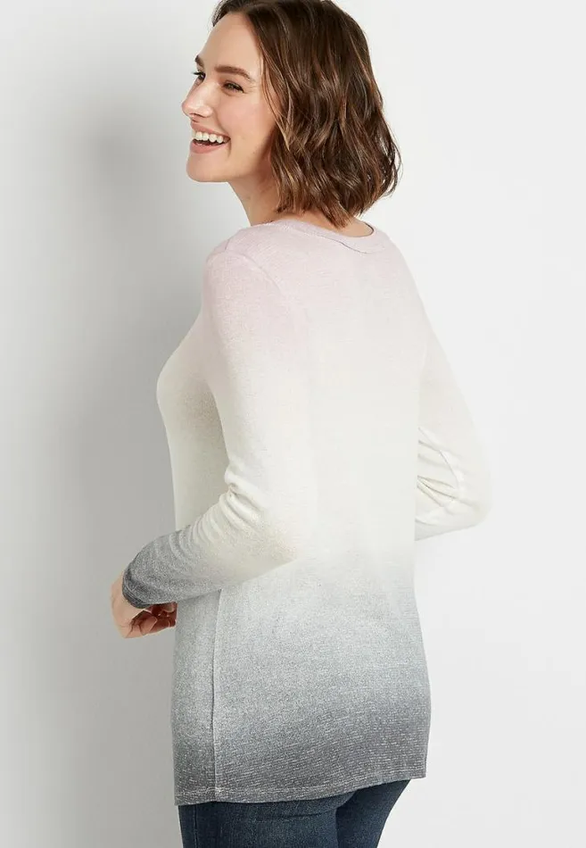 Women 247 Lilac Ombre Cut Out Neck Textured Tee Maurices Tops