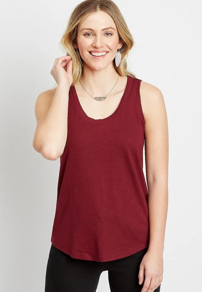 Women 247 Maroon Scoop Neck Tank Top Maurices Tops