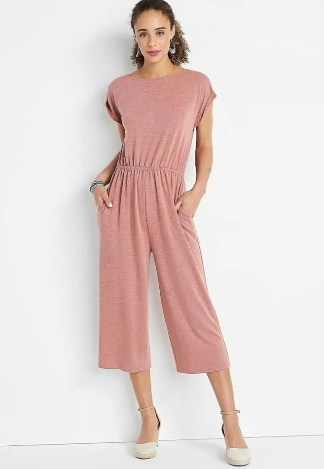 Women 247 Pink French Terry Reversable Jumpsuit Maurices Dresses and Jumpsuits