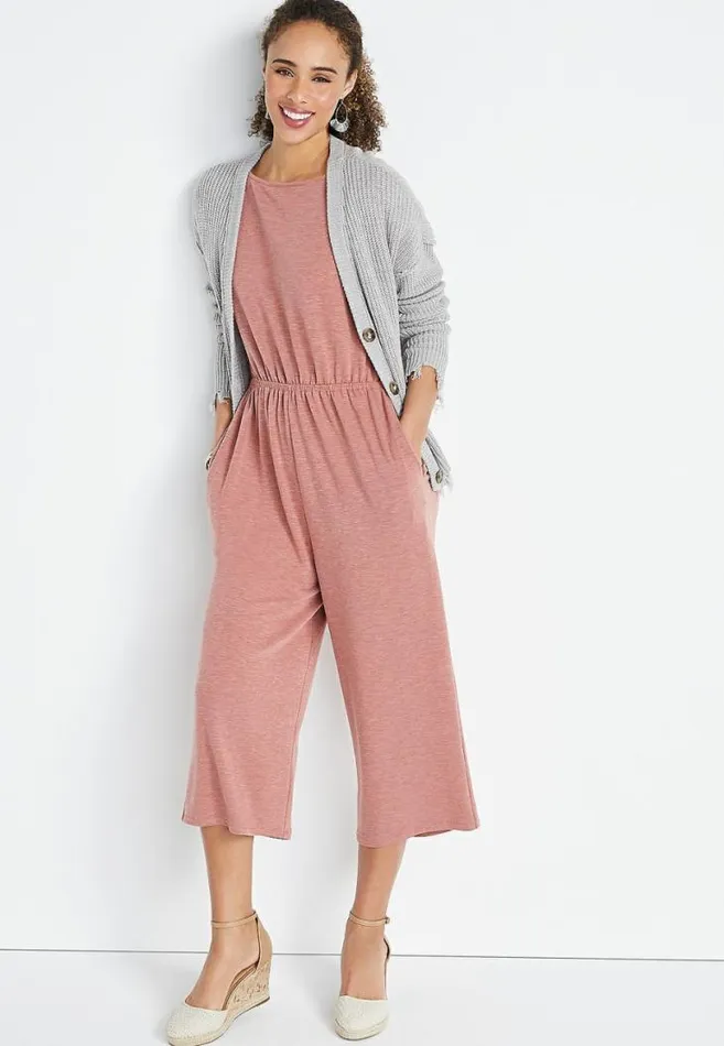 Women 247 Pink French Terry Reversable Jumpsuit Maurices Dresses and Jumpsuits