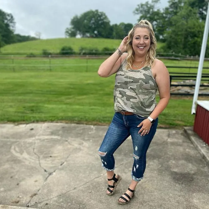 Women 247 Star Camo Knot Back Tank Top Maurices Tops