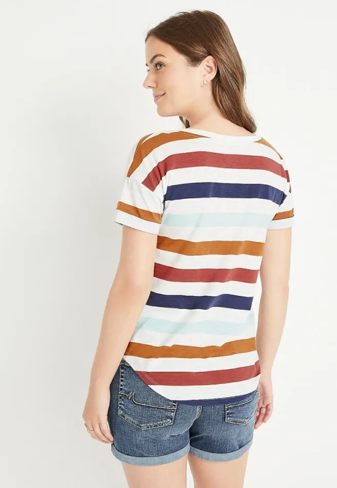 Women 247 Striped Drop Shoulder Tee Maurices Tops