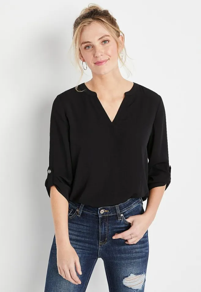 Women 34 Sleeve Popover Blouse Maurices Tops