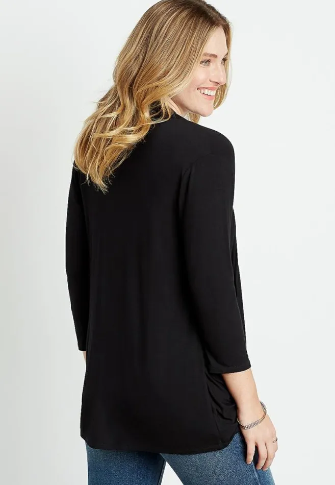 Women 34 Sleeve Slouchy Pocket Cardigan Maurices Tops