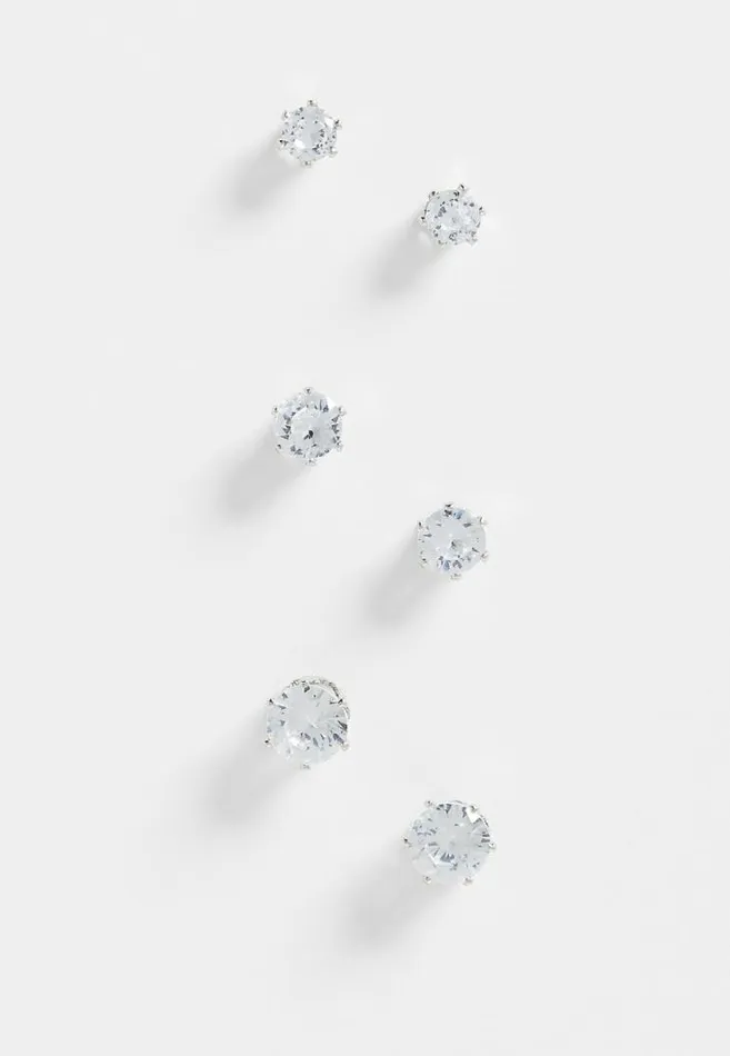 Women 3 Pack Silver Stud Earring Set Maurices Jewelry