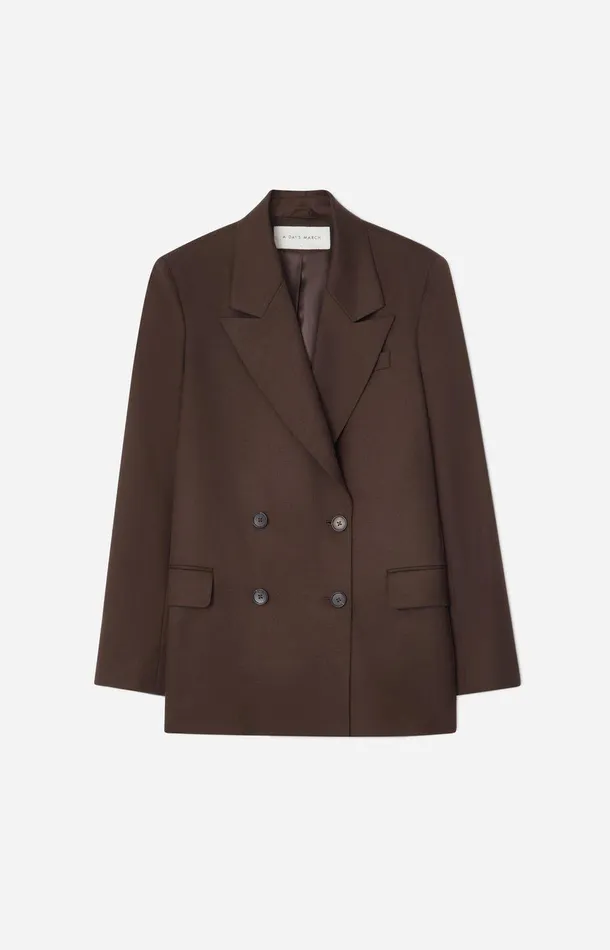 Women A Day039s March Blazers Inu Double Breasted Wool Blazer