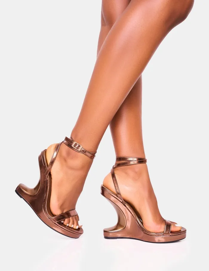 Women Alist Bronze Barely There Wrap Around Platform Cut Out Wedge Heels Bronze Public Desire Prom Women Alist Bronze Barely There Wrap Around Platform Cut Out Wedge Heels Bronze Public Desire Prom