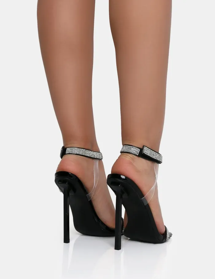 Women Afterglow Black Patent Barely There Diamante Strap Square Toe Stiletto Heels Black Public Desire Occasion Women Afterglow Black Patent Barely There Diamante Strap Square Toe Stiletto Heels Black Public Desire Occasion