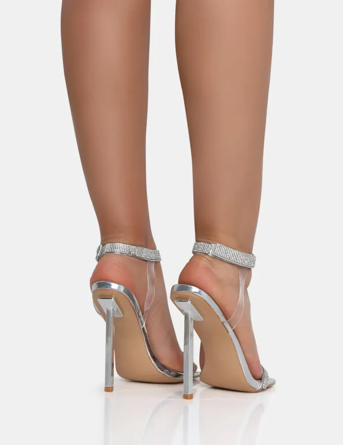 Women Afterglow Silver PU Barely There Diamante Strap Square Toe Stiletto Heels Silver Public Desire Metallics Women Afterglow Silver PU Barely There Diamante Strap Square Toe Stiletto Heels Silver Public Desire Metallics