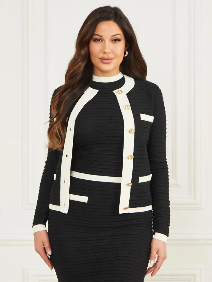 Women Alba Embossed Striped Cardigan Blacksandy Shore Marciano Jackets