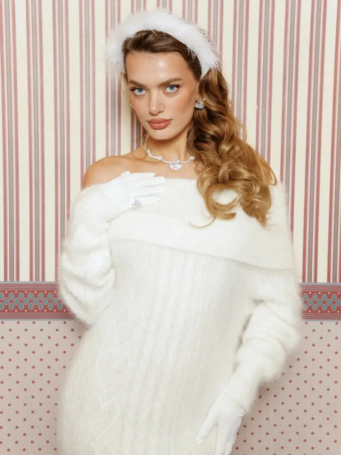 Women Alison Sweater Dress Nana Jacqueline White
