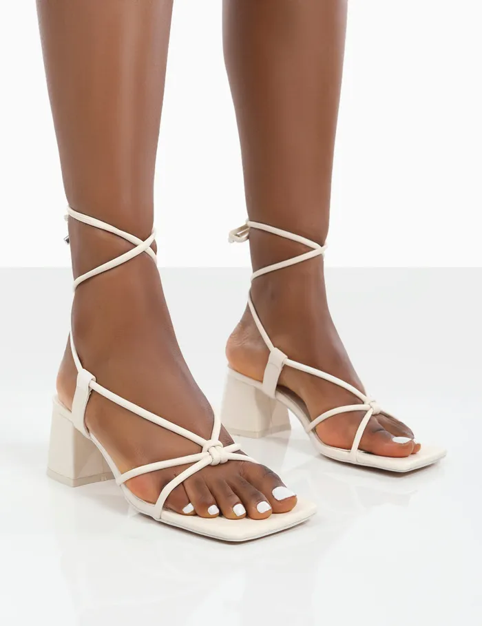 Women Aloha Wide Fit Ecru Lace Up Block Mid Heeled Sandals Ecru Public Desire Wedding Women Aloha Wide Fit Ecru Lace Up Block Mid Heeled Sandals Ecru Public Desire Wedding