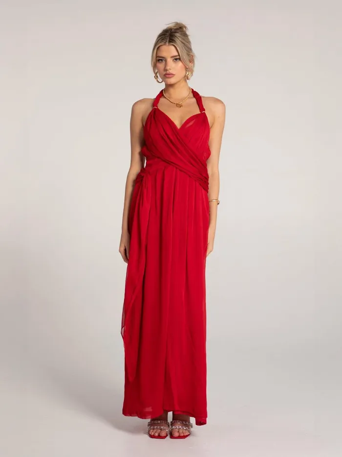 Women Amber Chiffon Dress Nana Jacqueline Red