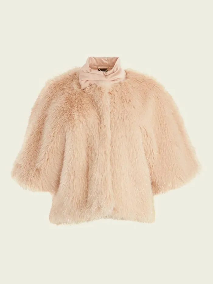 Women Amber FauxFur Top Pastel Pink With Silver L Marciano Jackets Women Amber FauxFur Top Pastel Pink With Silver L Marciano Jackets