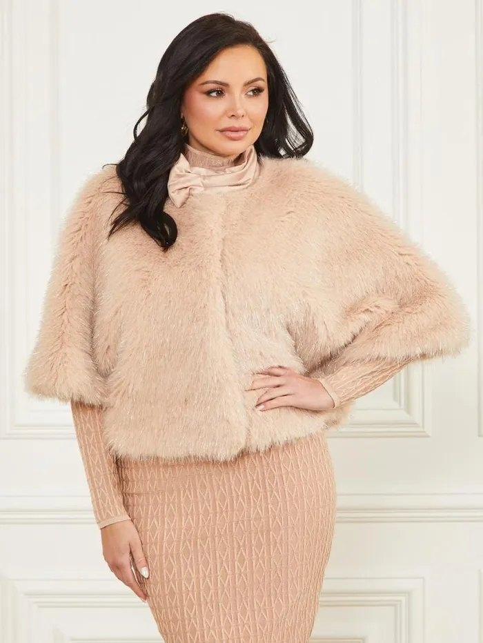 Women Amber FauxFur Top Pastel Pink With Silver L Marciano Jackets Women Amber FauxFur Top Pastel Pink With Silver L Marciano Jackets