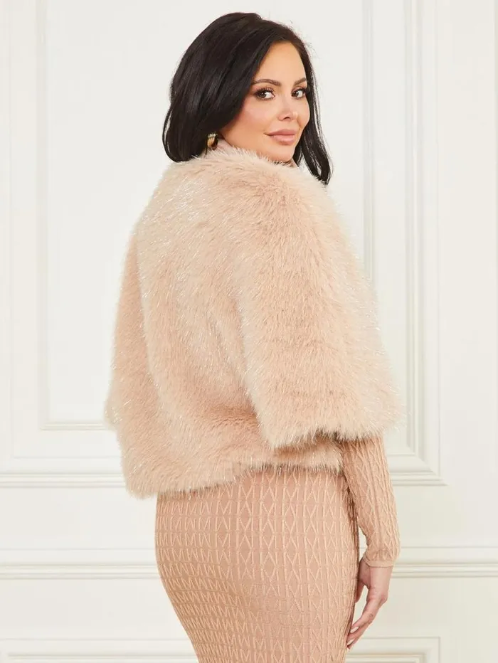 Women Amber FauxFur Top Pastel Pink With Silver L Marciano Jackets Women Amber FauxFur Top Pastel Pink With Silver L Marciano Jackets