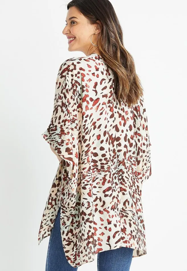 Women Animal Print Ruana Maurices Tops