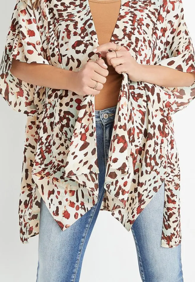 Women Animal Print Ruana Maurices Tops