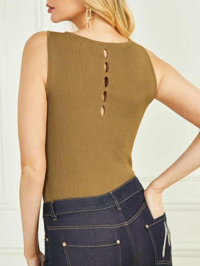Women Aretha Ribbed Sleeveless Top English Cake Marciano Tops And Sweaters Women Aretha Ribbed Sleeveless Top English Cake Marciano Tops And Sweaters