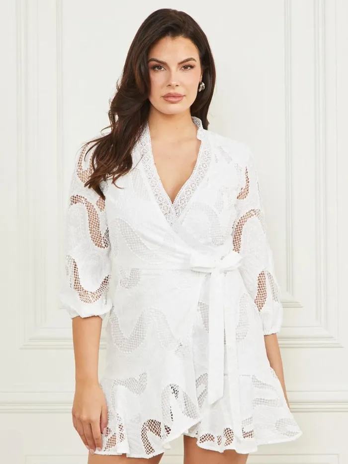 Women Arin Wrap Dress Blanc Pur Marciano Dresses Women Arin Wrap Dress Blanc Pur Marciano Dresses