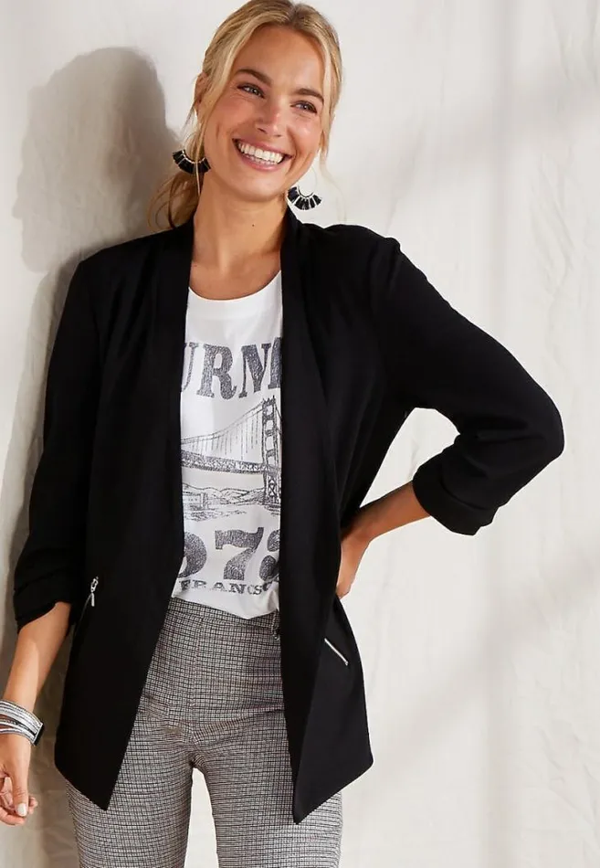 Women Asymmetrical Open Front Blazer Maurices Tops