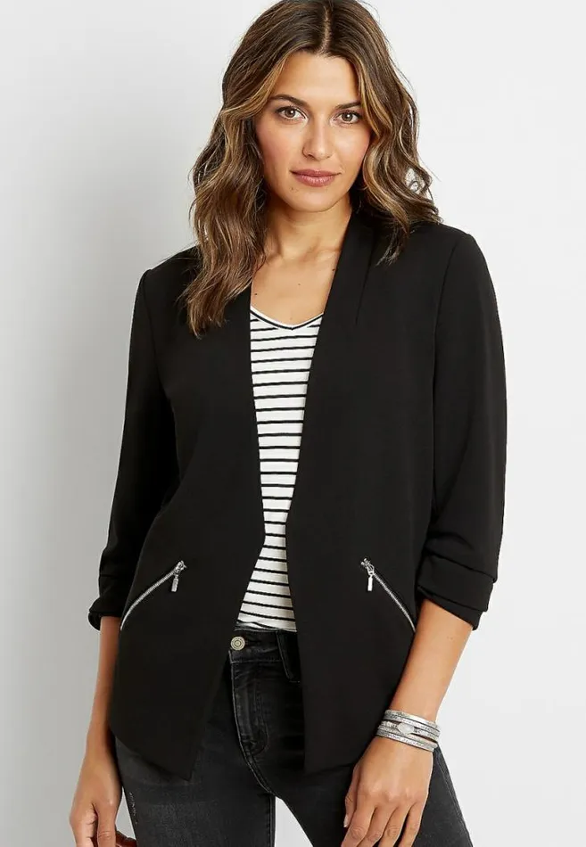 Women Asymmetrical Open Front Blazer Maurices Tops