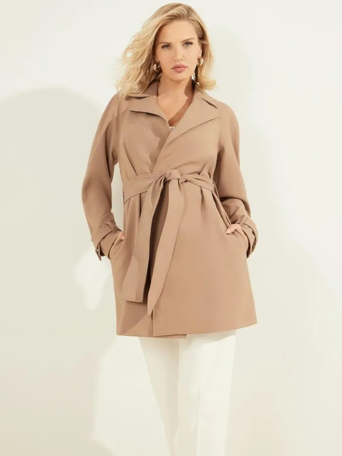 Women Austin Wrap Coat Shiitake Brown Marciano Jackets