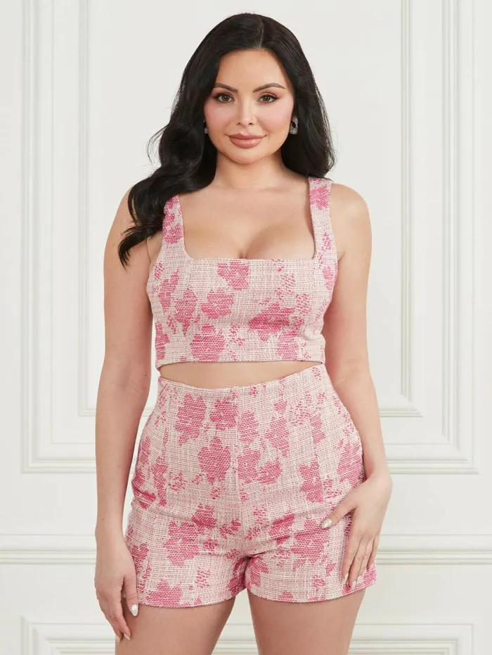 Women Avah Woven Crop Top Pink Spring Wave Marciano Tops And Sweaters